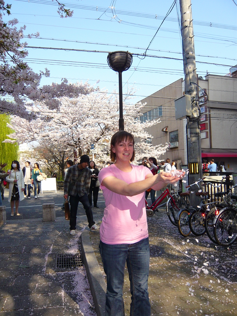 p1000126.jpg - Me scooping sakura petals off the ground