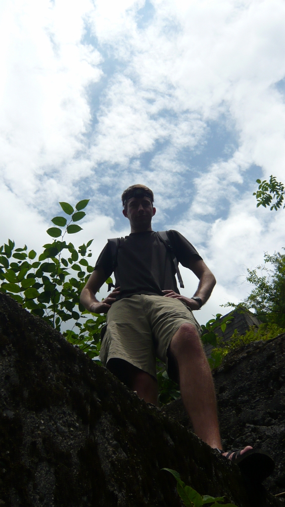 p1020721.jpg - James has climbed up on top of the Stonehengey-looking structures.