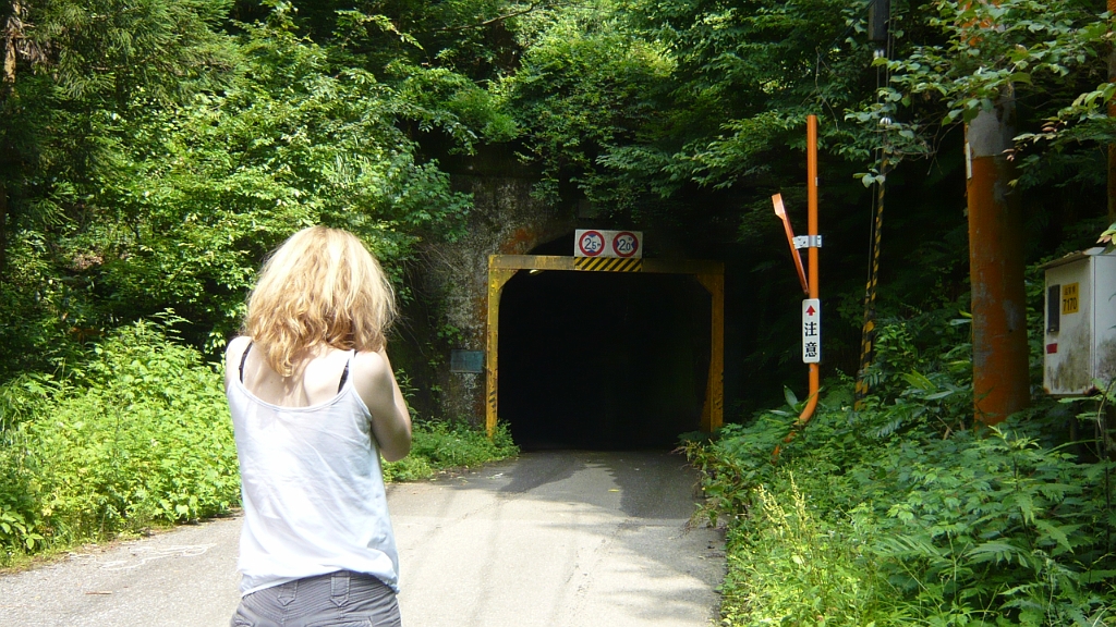 p1020734.jpg - Roxy photographs the tunnel while being photographed by me.