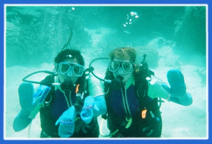 Jessie and Myra scuba diving in the Great Barrier Reef