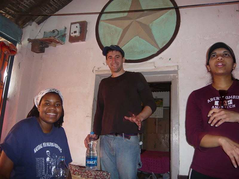 p1020143.jpg - Here are Nikki, Greg, and Pam in the room we used as a sort of headquarters.